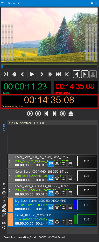 Remaining time display of a group